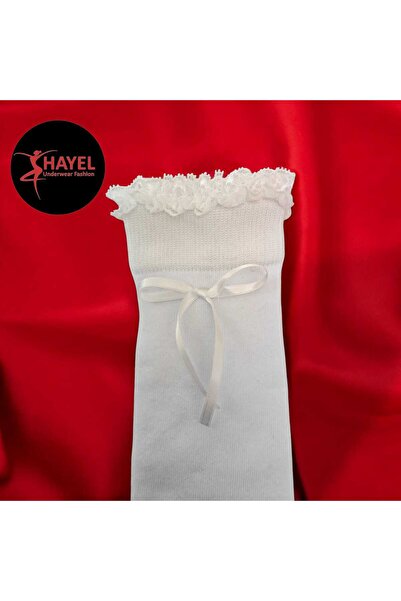 HAYEL 1 чифт дамски бели високи чорапи с връзки от висококачествен памук