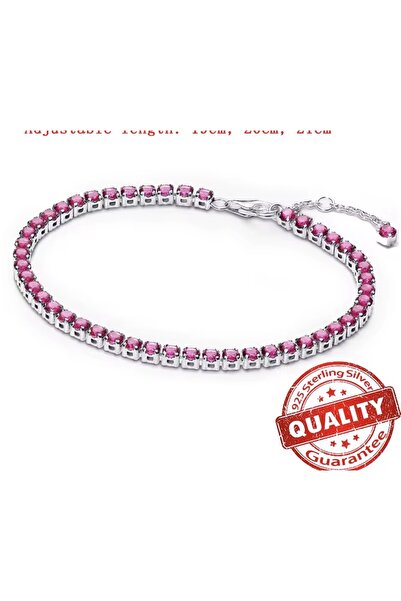 Lovecharm Gümüş Işıltılı Pembe Tenis Bilekliği