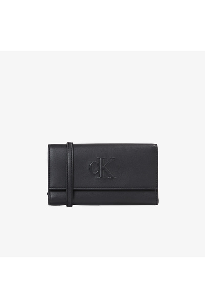 Calvin Klein Sculpted Long Fold Strap Kadın Siyah Cüzdan