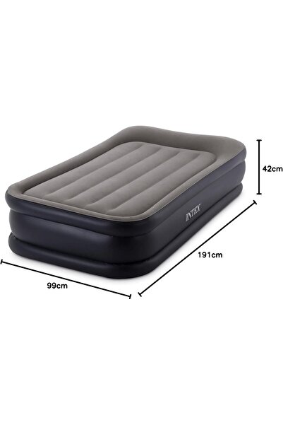 Intex Single Size Fiber-Tech Deluxe Pillow Rest Airbed with Built-in Electric Pump-64132
