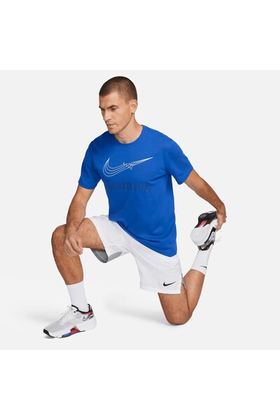 Nike Чоловіча синя тренувальна футболка Dri-Fit