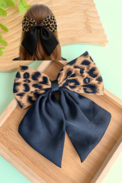 Nisankids Σατέν Λεοπάρ Μοτίβο Φιόγκος Πόρπη 1 Τεμάχιο