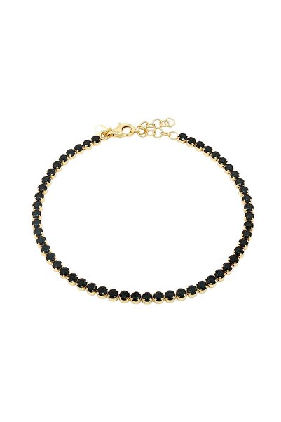 Bijuteria SORELLY Brățară tenis din argint placat cu aur de 18k cu pietre negre