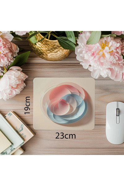 Wisdom Rain لوحة ماوس هندسية بألوان الباستيل - موضوع دائرة - لوحة ماوس مطبوعة مستطيلة مستوردة مقاس 19 × 23 سم 2 مم