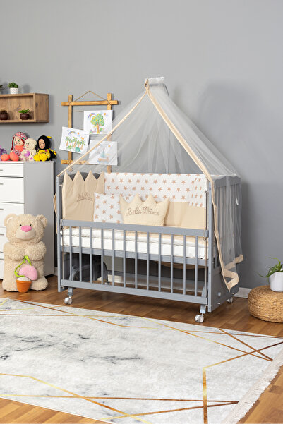 BamgidooMobilya Doğal Ahşap Beşik Anne Yanı Sallanır 70X130 - NAKIŞLI Uyku Se...