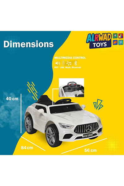 ALRWAD Electric car, luxury Mercedes ride-on car, 12V battery, 2 motors, remote control, music