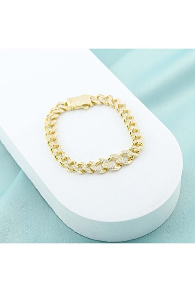 Bijuteria SORELLY Brățară Cubaneză Asimetrică din Argint 925 Placată cu Aur de 18k