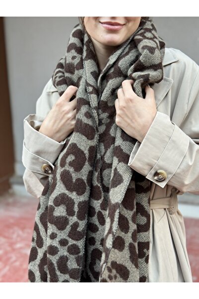 novon Μάλλινο κασκόλ με μοτίβο λεοπάρδαλης Premium Pinterest