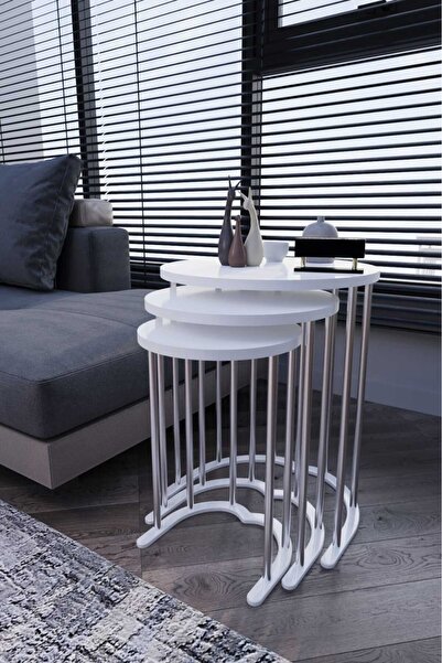 Nokta Sehpa Home Kalpli zigon gümüş beyaz