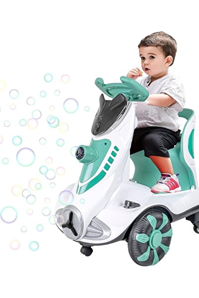 huitich سيارة كهربائية للأطفال بأربع عجلات، 6 فولت، مع خاصية إخراج الفقاعات، ودوران 360 درجة، وإضاءة ليد رائعة