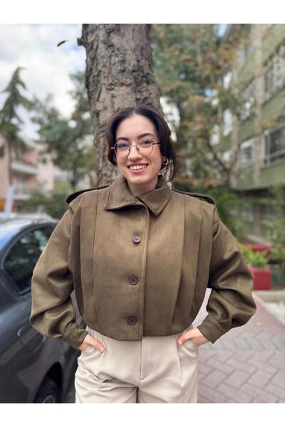 Betül Nayir Suede Bomber Jacket - Khaki