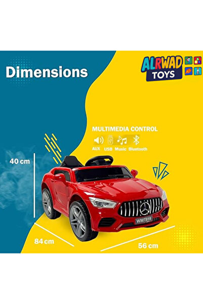ALRWAD Electric car, luxury Mercedes ride-on car, 12V battery, 2 motors, remote control, music