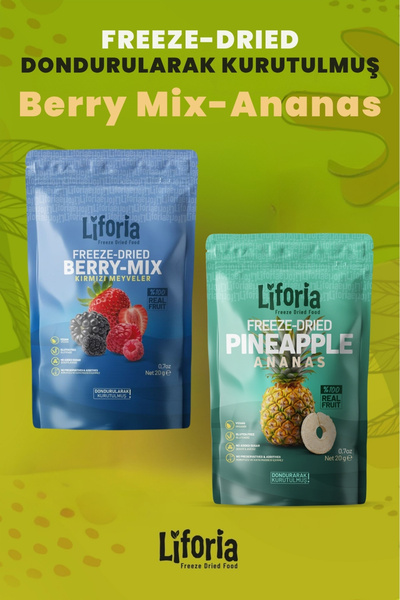 Liforia 2 عبوة من الفواكه المجففة بالتجميد - وجبة خفيفة صحية - مزيج التوت وال...