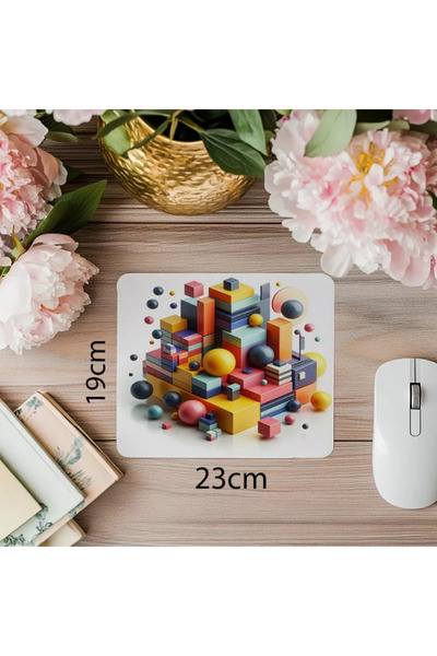 Wisdom Rain لوحة ماوس بأشكال هندسية ذات سطح لامع - 19 × 23 سم 2 مم مستطيلة مطبوعة مستوردة