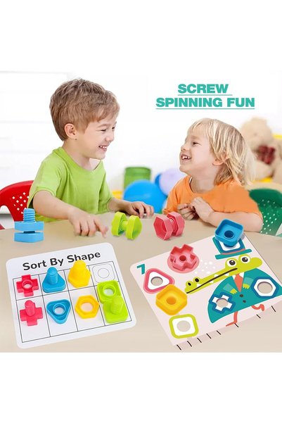 KAKİ Sensory Building Blocks Set Montessori Screw Matching Toy Educational Toy