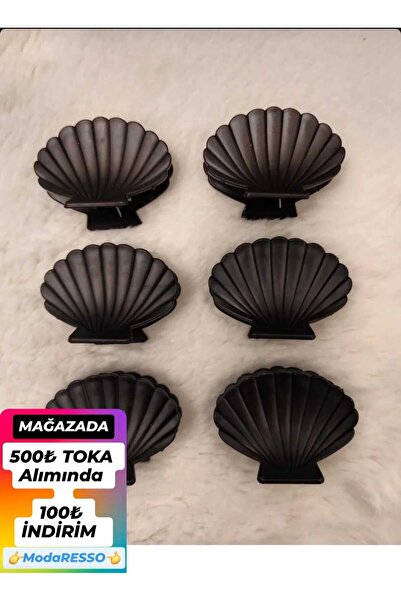 modares Deniz Kabuğu Midye SİYAH Model Mandal Toka Büyük Boy 7 cm