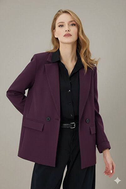 Lovely butik İKİ DÜĞMELİ OVERSİZE BLAZER CEKET TOK KUMAŞ