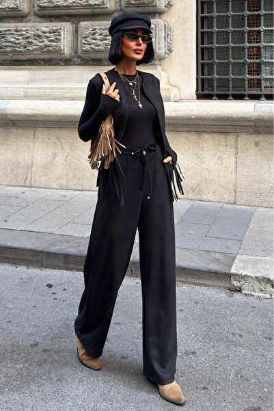 Lijuri Σετ γιλέκο με φούντες από σουέτ 10273