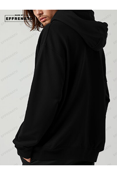 EFFRENATU Tracksuit Set Sweatshirt Jogger - Black-Gray Printed Oversize Hooded Hoodie