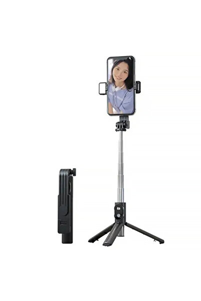 NO BRAND عصا سيلفي قابلة للسحب بطول 1.7 متر مزودة بتقنية البلوتوث وإضاءة إضافية