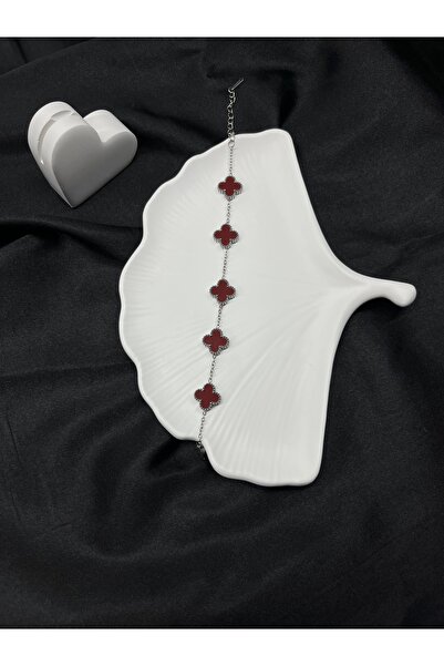 semiramis Bordo Yonca Bileklik