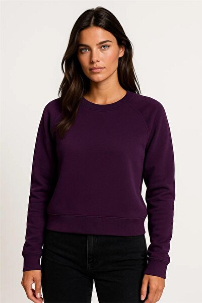 WeShaya Фіолетова кофта з реглановими рукавами, деталями з рибаною, трикотажним коміром та трьома нитками