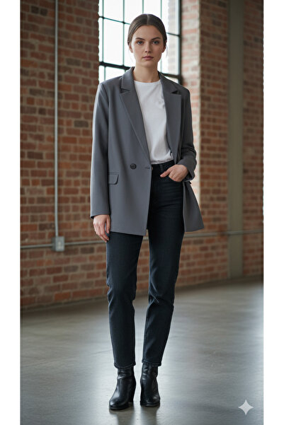 Lovely butik İKİ DÜĞMELİ OVERSİZE BLAZER CEKET TOK KUMAŞ