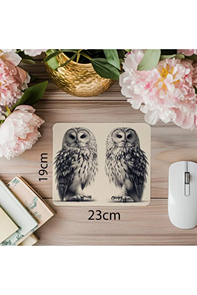 Wisdom Rain لوحة ماوس على شكل بومة ريشية مرسومة بقلم ثلاثي الأبعاد - 19 × 23 سم 2 مم مستطيلة مطبوعة مستوردة