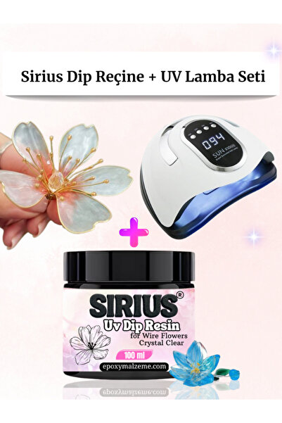 Sirius Hobi Sirius Dip Reçine 100 ml + 168W UV Lamba Seti – Tel Çiçek ve Şeffaf Kaplama İçin