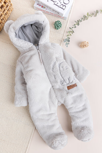 Babymod Premium Kalite Peluş Pamuk Penye Astarlı Ayıcık Fiğürlü Kışlık Kız-Er...