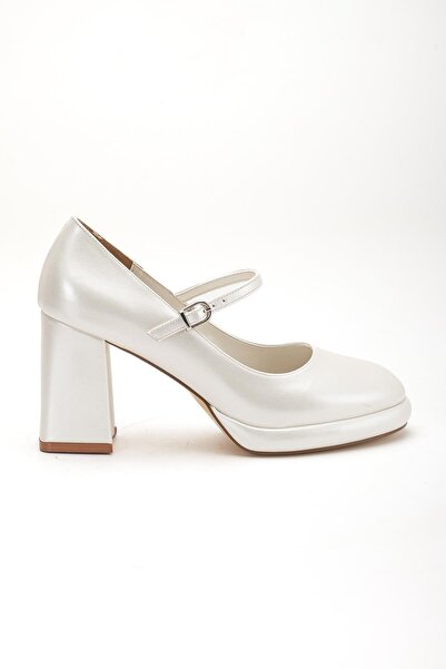 Dilimler Ayakkabı Women's Thick Platform Heeled Shoes with Faux Leather Hard Hat