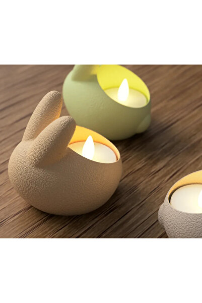 Genel Markalar Paskalya Tavşanı 3 'lü Yapay Mumluk Seti (Yapay Mum Hediyeli)