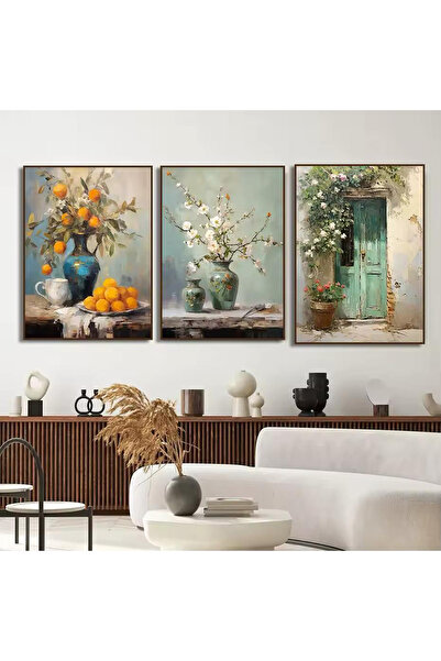 Linacci Σετ 3 τεμαχίων με μαύρο μεταλλικό πλαίσιο βάζο πόρτας από πραγματικό γυαλί