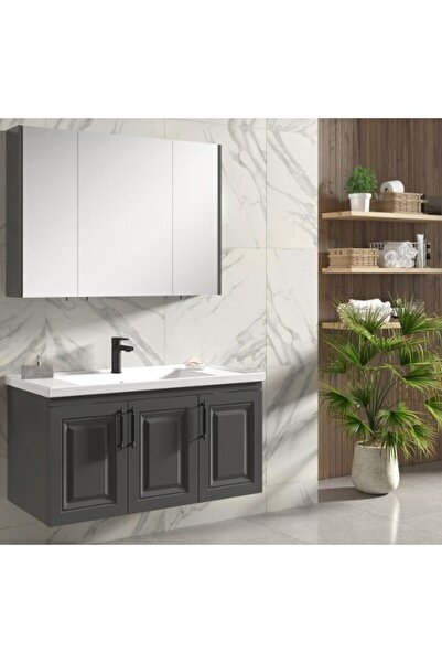 ROSEART BANYO ARTE ANTRASİT 100CM BANYO DOLABI ÜST MODÜL + ALT MODÜL + SERAMİ...