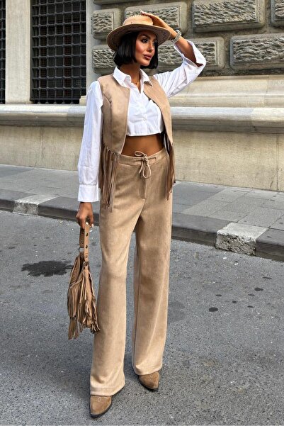 Lijuri Σετ γιλέκο με φούντες από σουέτ 10273