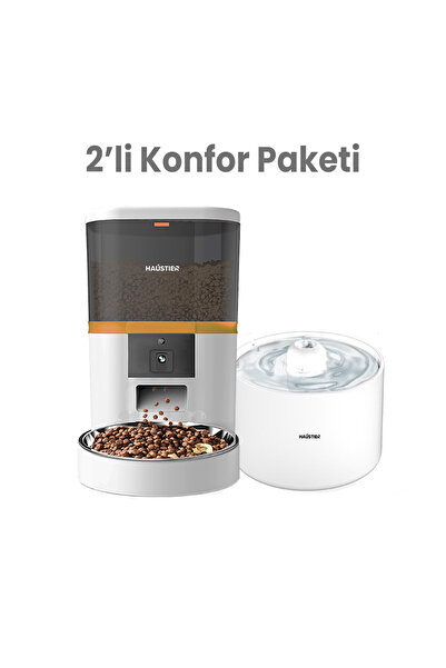 Haustier QQ005B-WF013 Akıllı Mama Kabı,Kedi SERAMİK Su Pınarı 2 li Kameralı S...