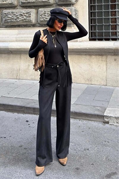 Lijuri Σετ γιλέκο με φούντες από σουέτ 10273