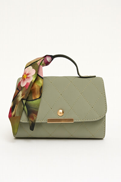 Bengisa Women's Shoulder Bag with Chain Strap – Stylish Quilted Design and Colorful Scarf Detail