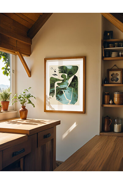Push Studio Fluid Nature Poster - Doğal Ahşap Çerçeveli Tablo