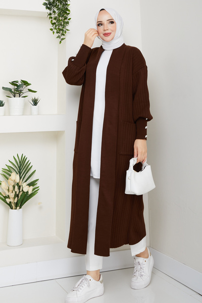 Pamuk Butik Γυναικεία Ζακέτα Πλεκτό Πλεκτό Ατσάλι με Κουμπιά Σάλι