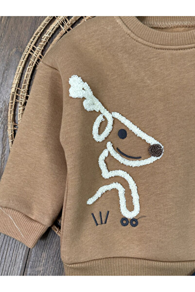 Bolly Baby 3-Thread Cotton Deer Embroidery Shoulder Snap-Button Winter Baby Boy Suit