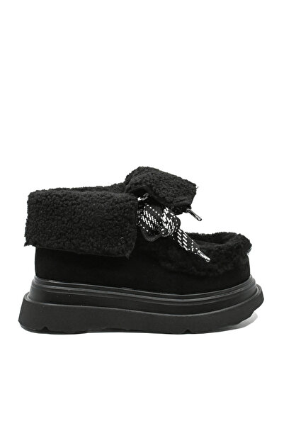 FEELİNG Ankle boots with decorative fur, black, made of suede FLGM 821