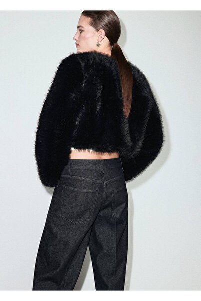 MANGO Woman Kürk görünümlü crop ceket