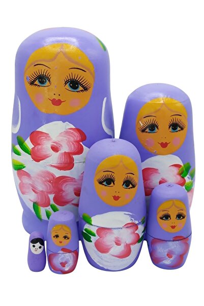 Dünyadan Hediyeler Wooden Matryoshka Doll Set of Six Purple