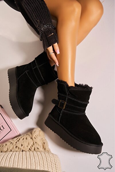 Joana Μαύρες σουέτ μπότες Koah με εσωτερική επένδυση 37