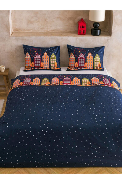 LC Waikiki Özmarka Yeni Sezon Yılbaşı Temalı Pamuklu Çift Kişilik Nevresim Seti