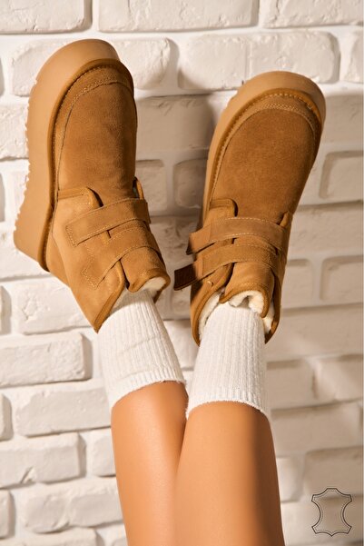 Joana Γυναικείες Δερμάτινες Μπότες από Σουέτ, Κάμελ - Μέγεθος 37