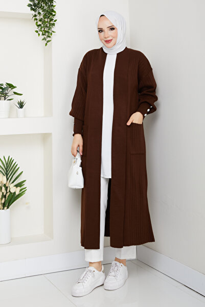 Pamuk Butik Γυναικεία Ζακέτα Πλεκτό Πλεκτό Ατσάλι με Κουμπιά Σάλι