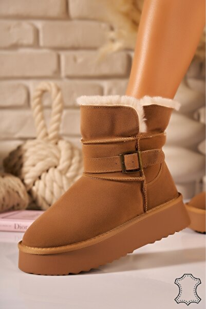 Joana Κομψές Γυναικείες Καφέ Σουέτ Μπότες - Τακούνι 8εκ.