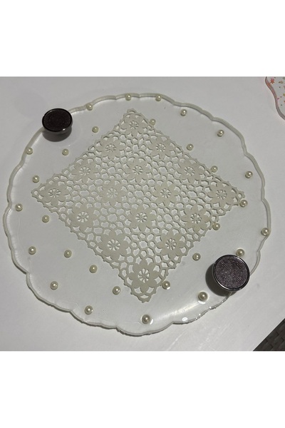 Pelince Lace Transparent Epoxy Tray Series (Handcrafted Lace Detail - 30 cm)